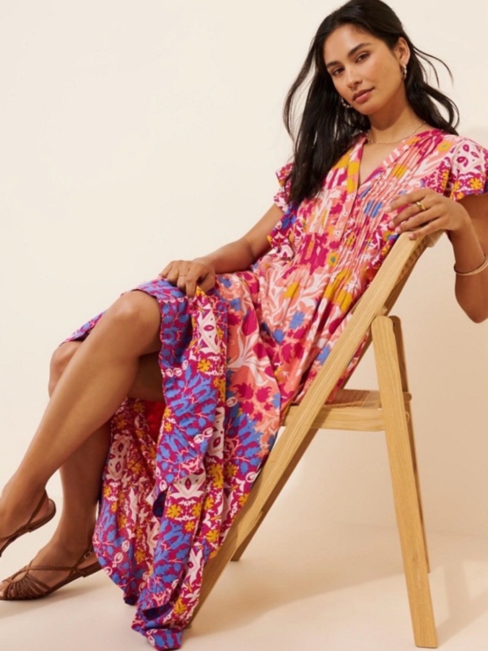 Anthropologie Maeve Multicolor Floral Maxi Dress